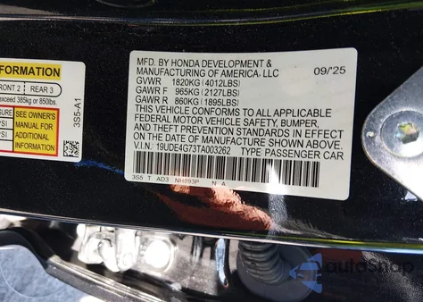 2026 Acura Integra A-Spec Tech from USA, damaged, VIN 19UDE4G73TA003262